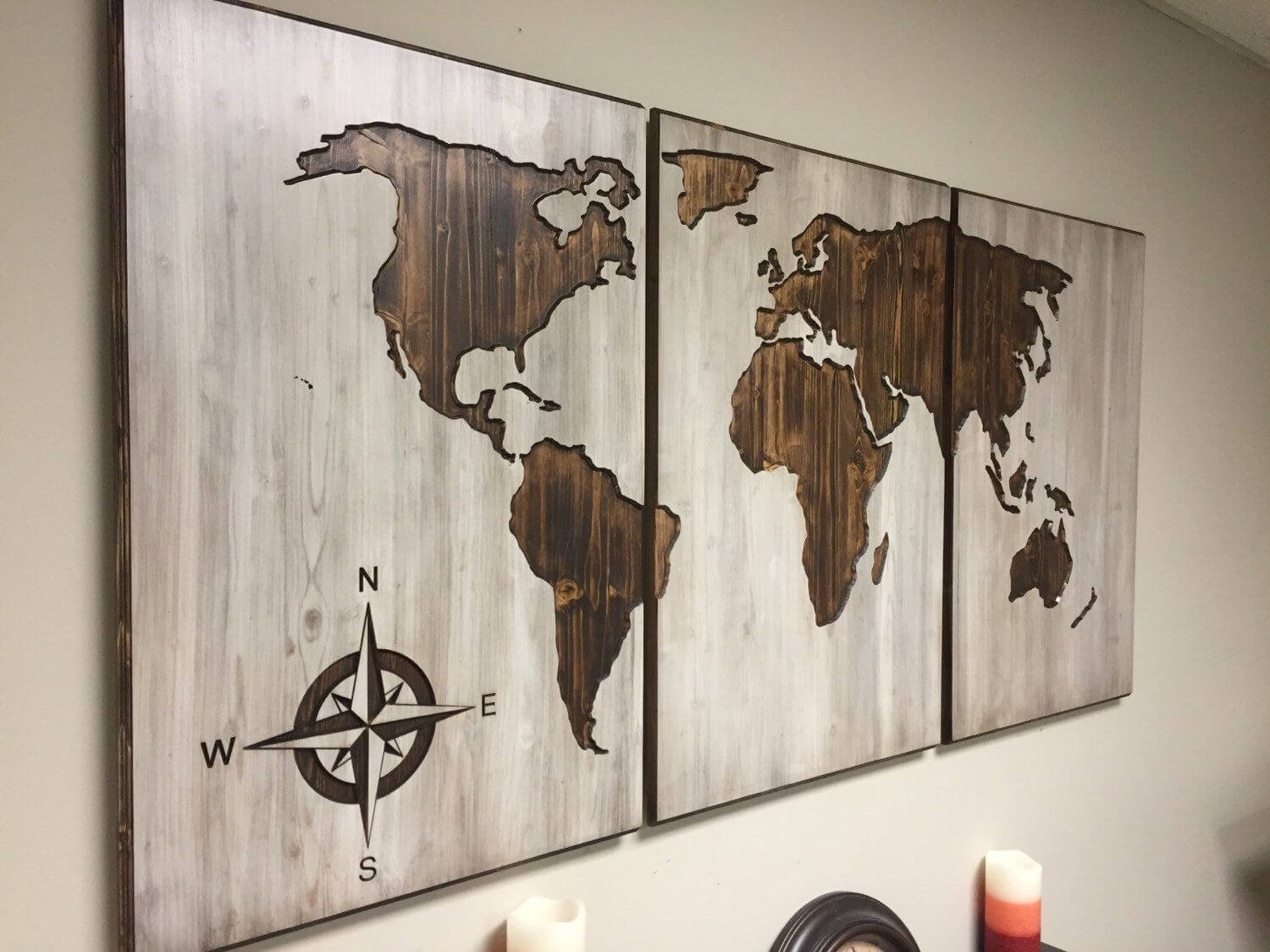 Wooden art panels designed as maps
