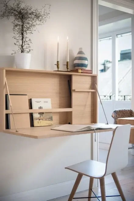 inexpensive Built in Fold out Desks for Home Office with minimal Space