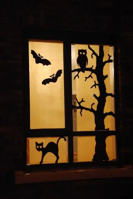 scary halloween window Silhouettes Shadow decor