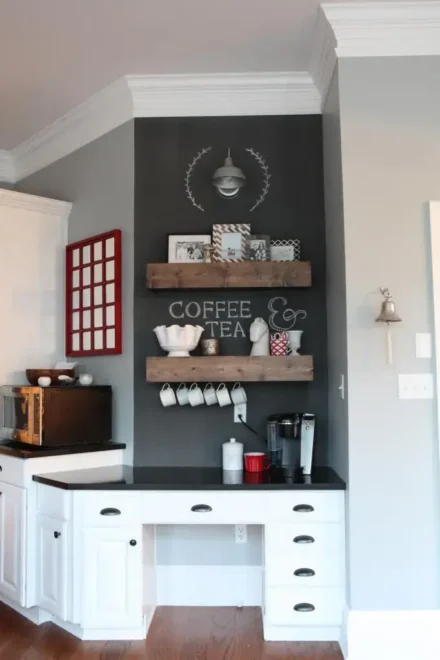 Chalk board Farmhouse coffee bar with rustic look