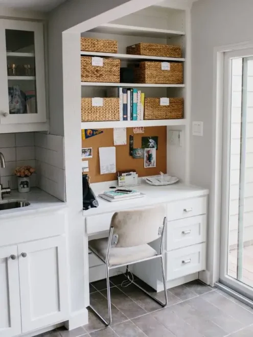 2 home office Uncluttered Desk makeover on a budget with Storage Box using vertical Space