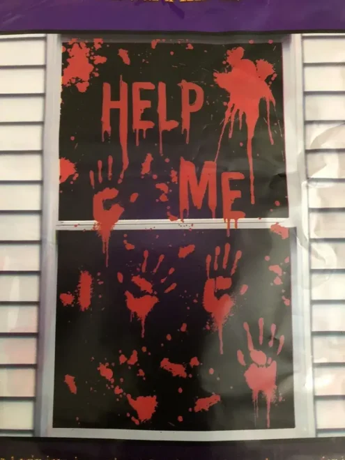 Bloody halloween window decorating Handprints