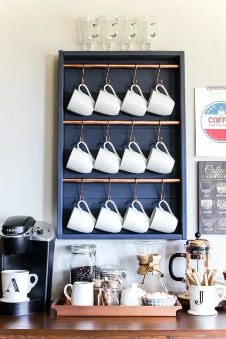 Mini Hanging Rail System coffee station at home