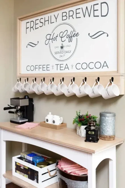 White Chalkboard Menu in farmhouse coffee Stations