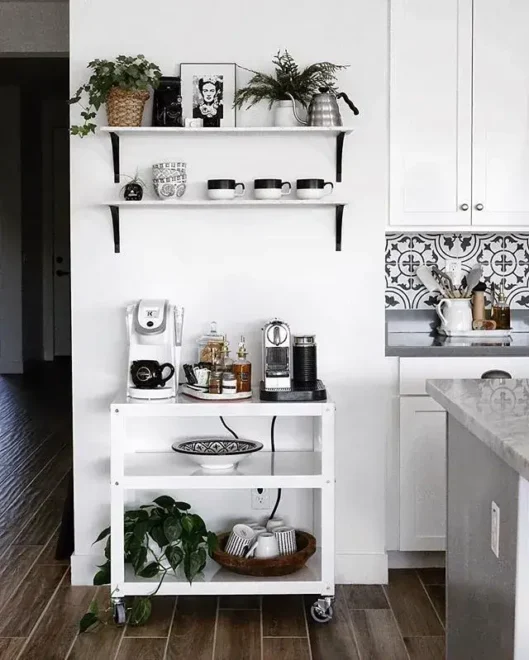 Sleek and Minimalist coffee bar ideas for small spaces