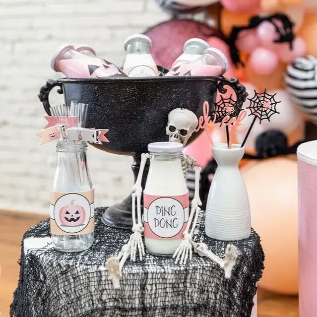 Cute Pink Potion Station Halloween Decoration Idea