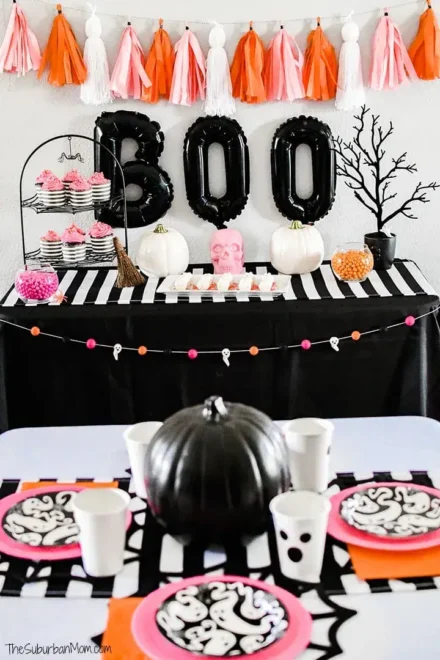 Pink Ghost Garland for Halloween Decoration Idea