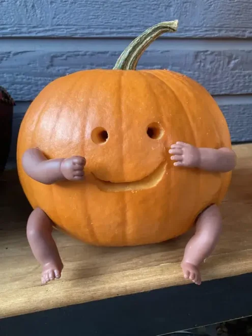 Cute baby Pumpkin with kids friendly carving